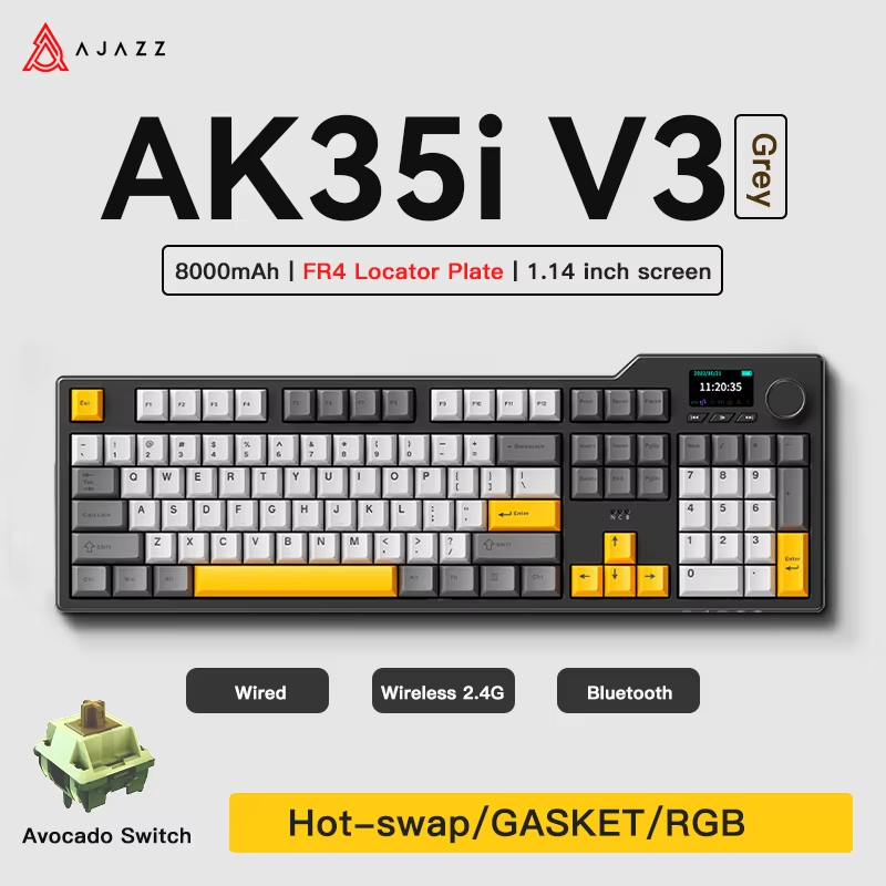 Gaming Keyboard Hot Swappable - Ajazz AK35I V3/V4 MAX Tri-mode Wired