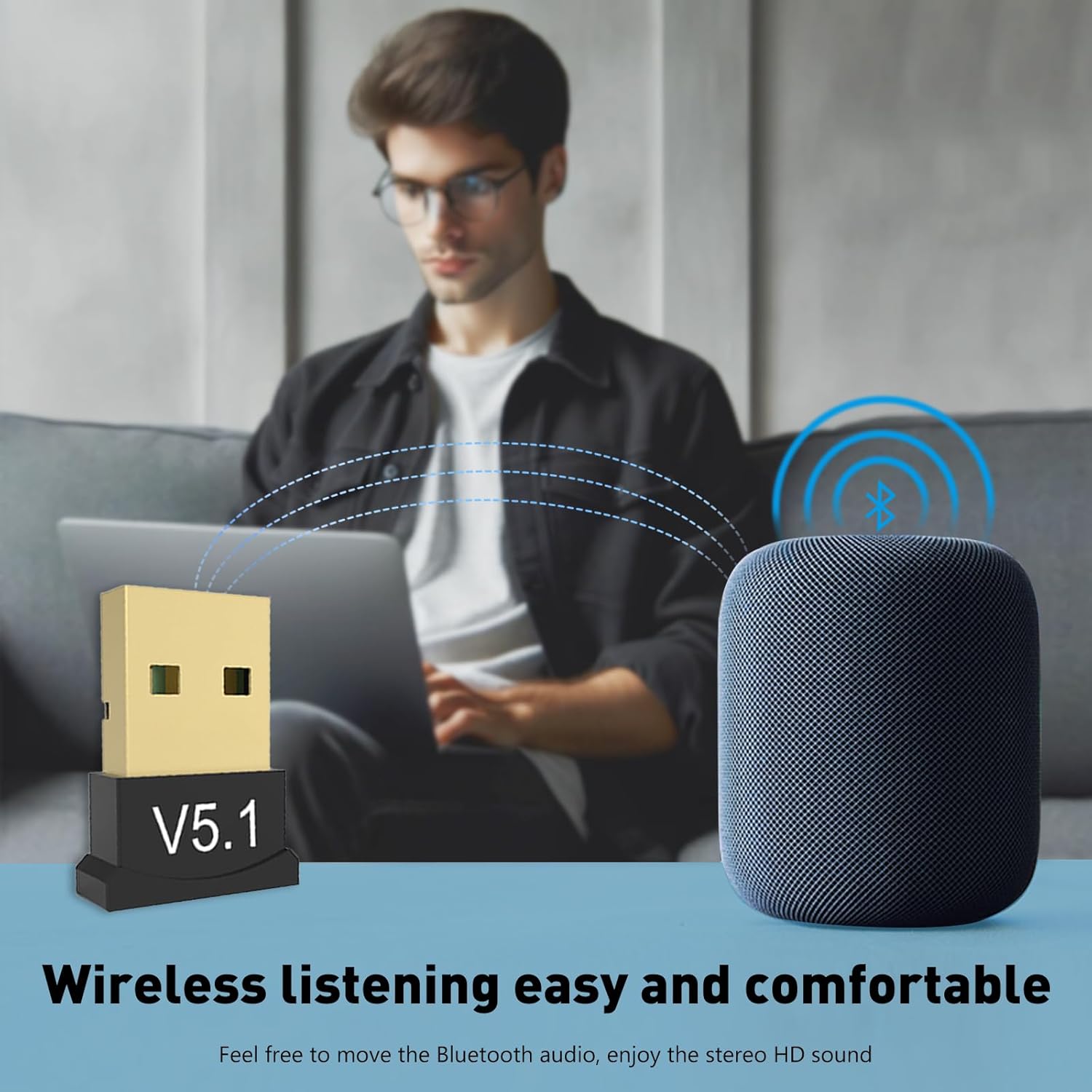 Gaming Keyboard Wireless - Bluetooth 5.1 Dongle Adapter Wireless USB