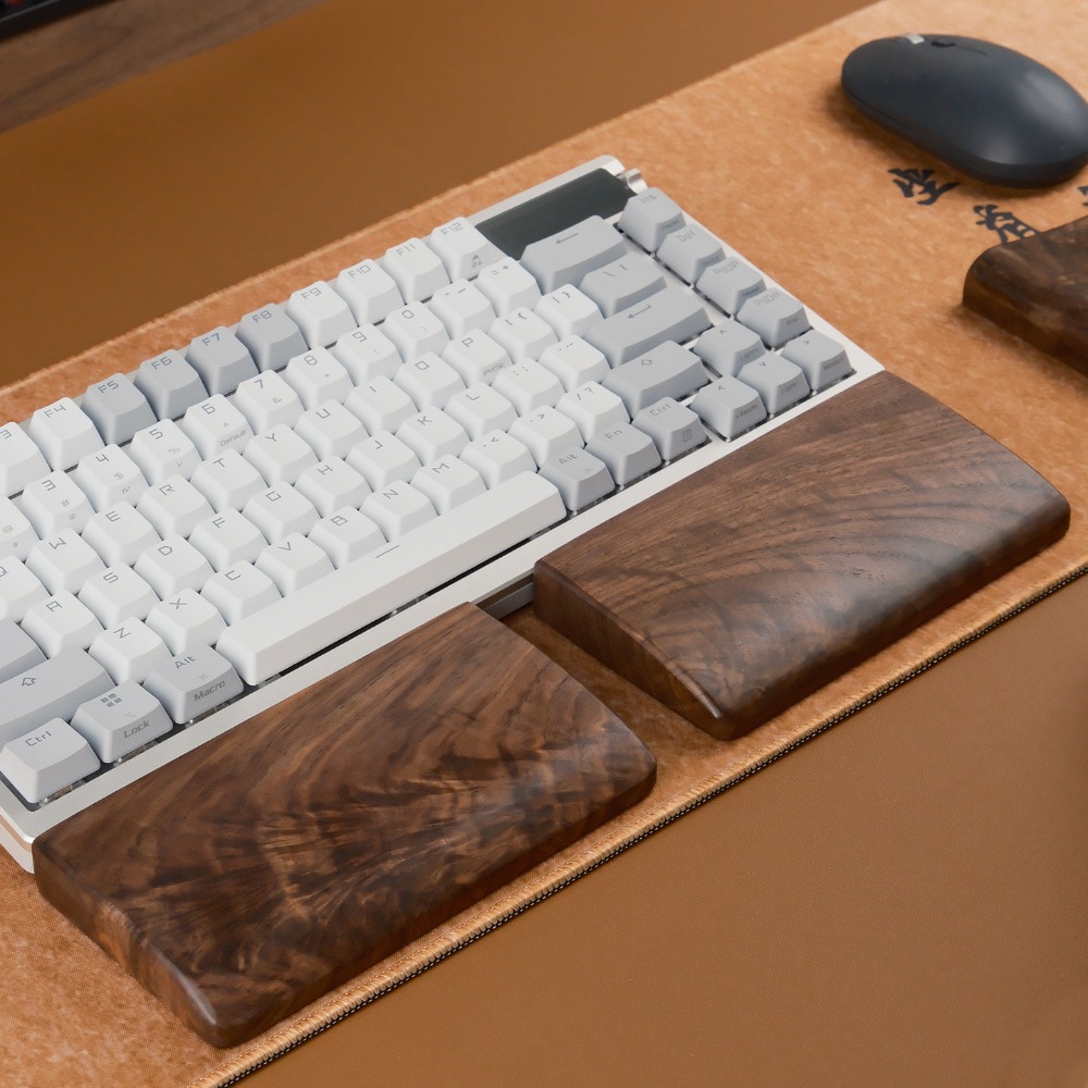 Wrist Rest Wood - Black Walnut Spilt Plam Rest Golden