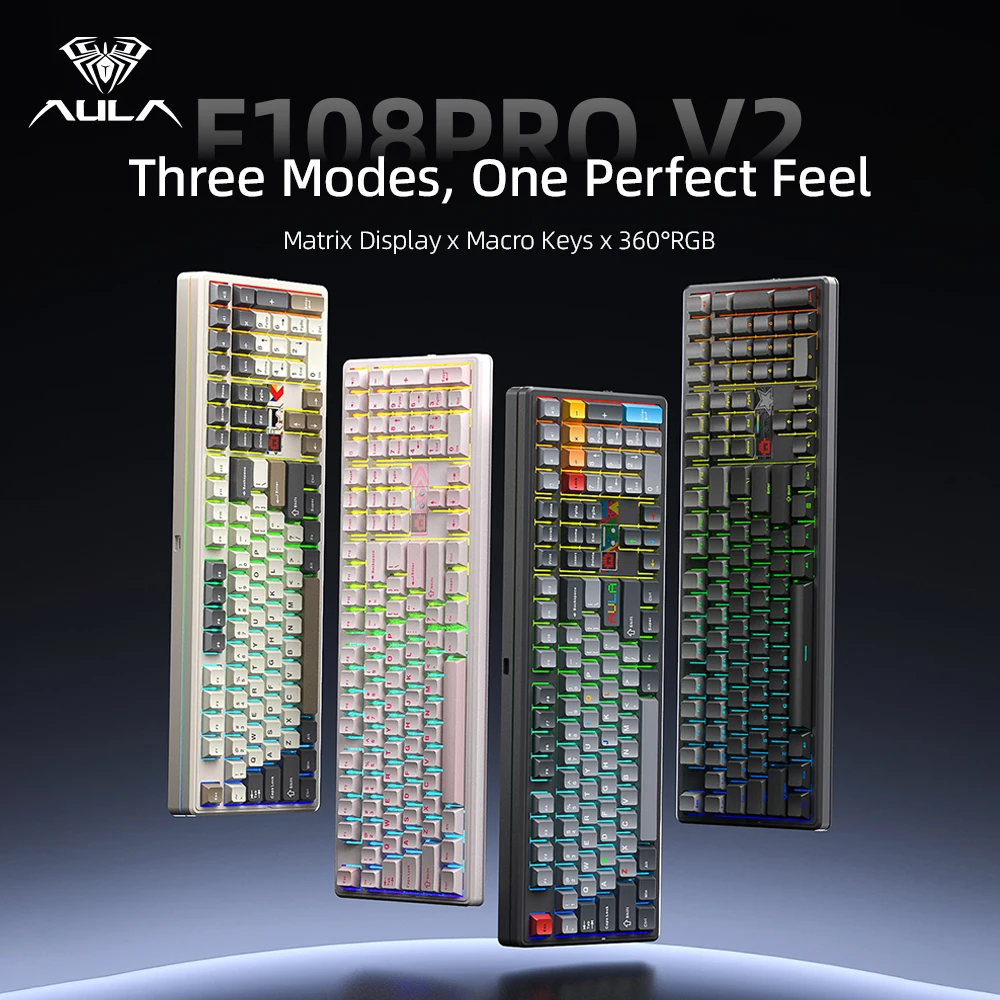 Gaming Keyboard Hot Swappable - AULA F108 Pro V2 Mechanical Keyboard