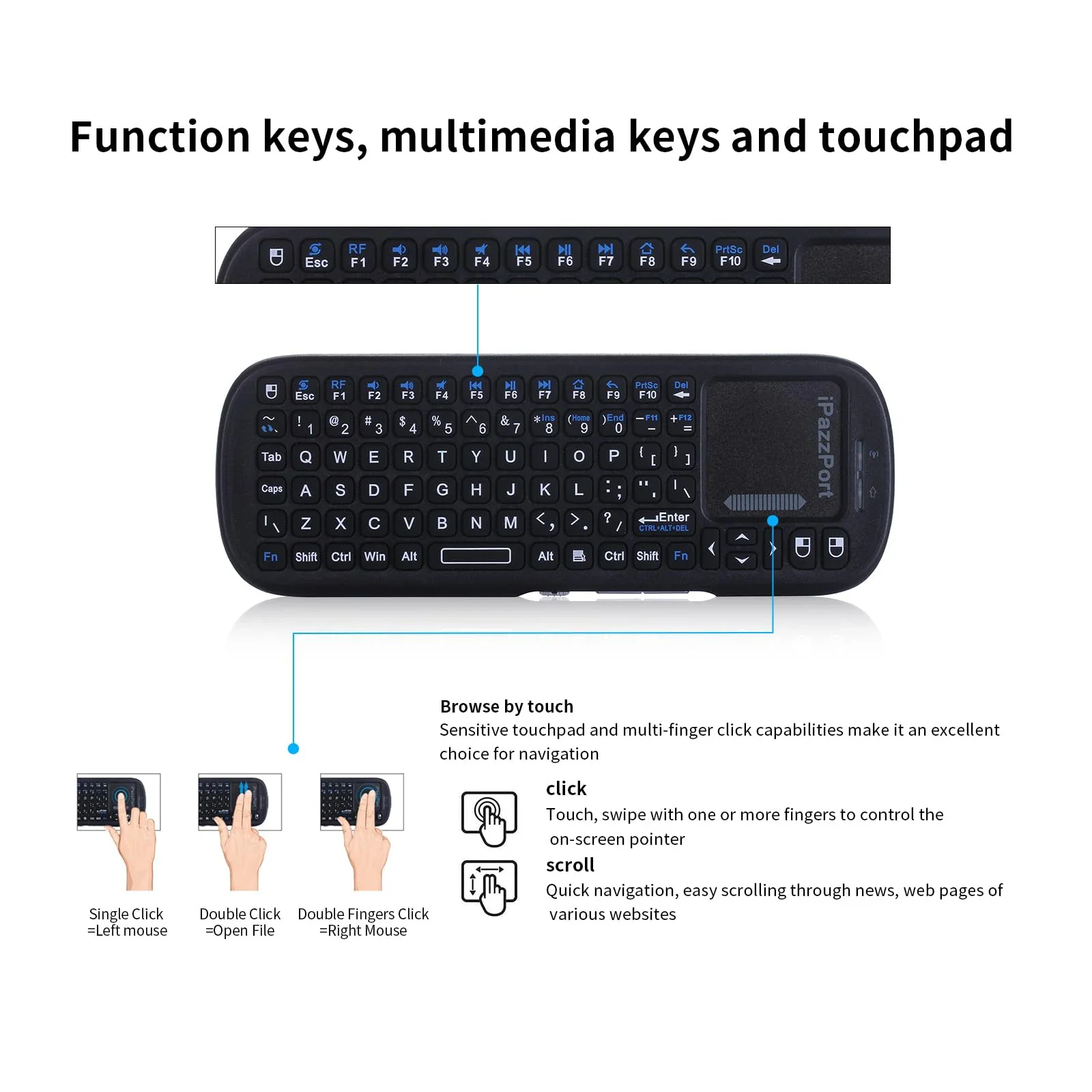 IPazzPort Mini Bluetooth & 2.4 - Gaming Keyboard Mouse Wireless ulasan dan harga