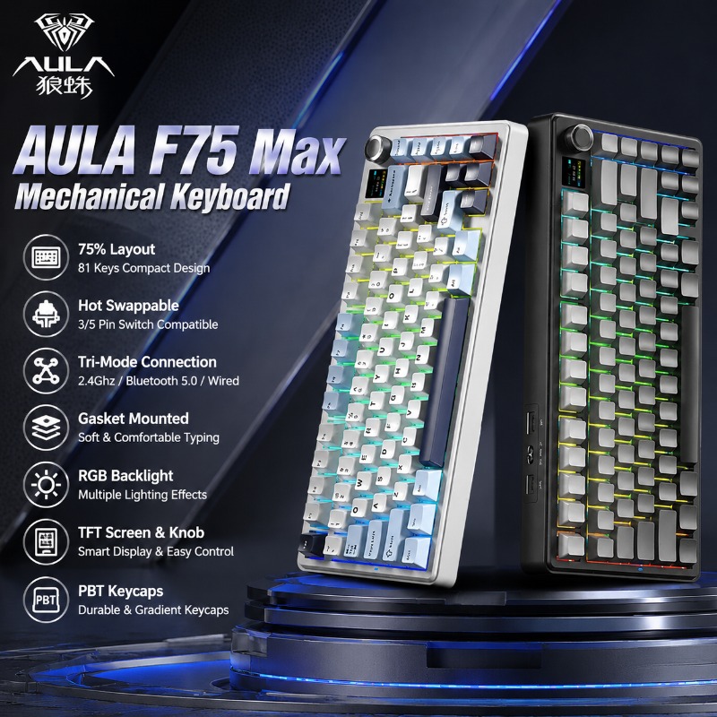 AULA F75 Max Mechanical Keyboa - Gaming Keyboard He ulasan dan harga