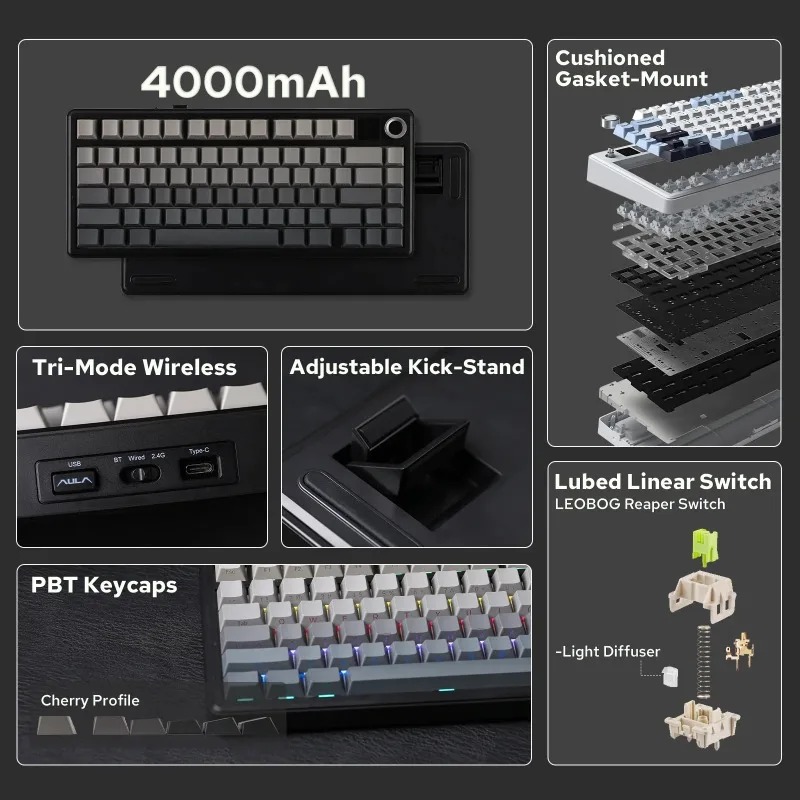 AULA F75 Max Mechanical Keyboa - Gaming Keyboard He ulasan dan harga