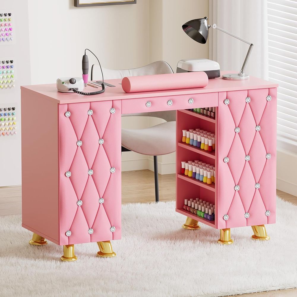 Manicure Table Nail Desk w/Dus - Wrist Rest Wood ulasan dan harga