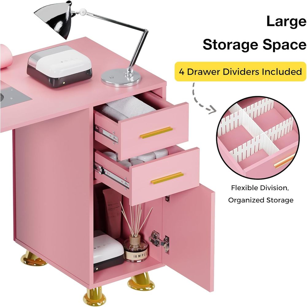 Manicure Table Nail Desk w/Dus - Wrist Rest Wood ulasan dan harga