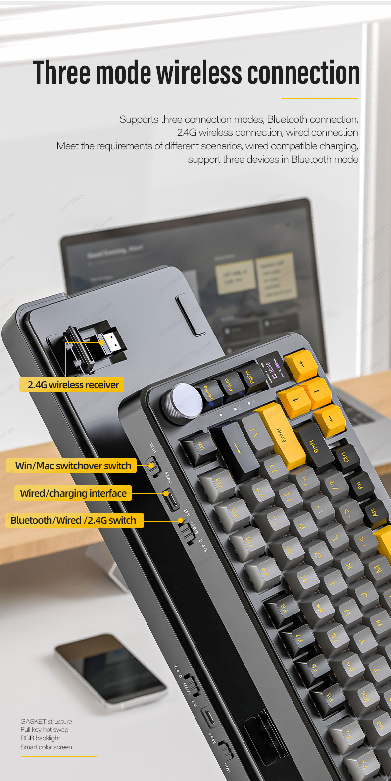 2024 New AL66 Mechanical Keybo - Gaming Keyboard Hot Swappable ulasan dan harga
