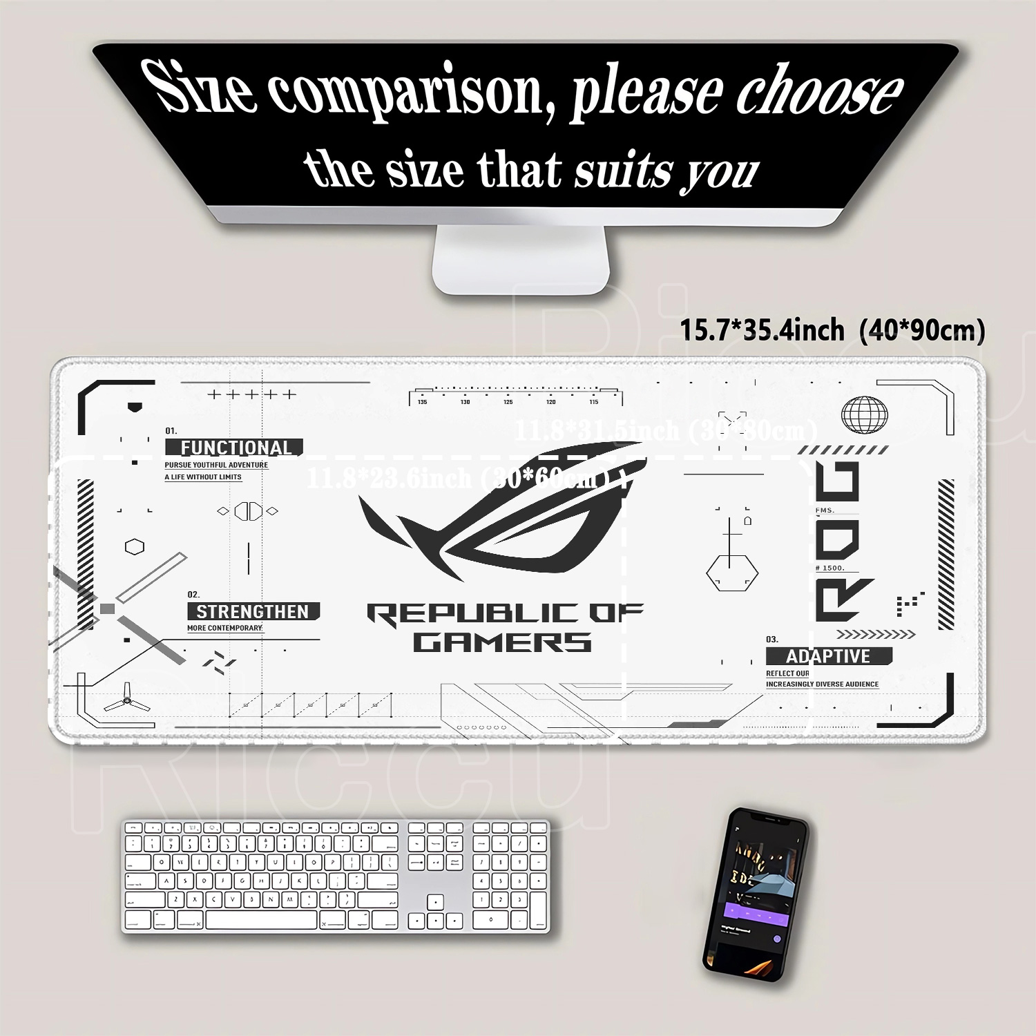 R-ROG Large Gaming Mouse Pad A - Gaming Keyboard Typewriter ulasan dan harga