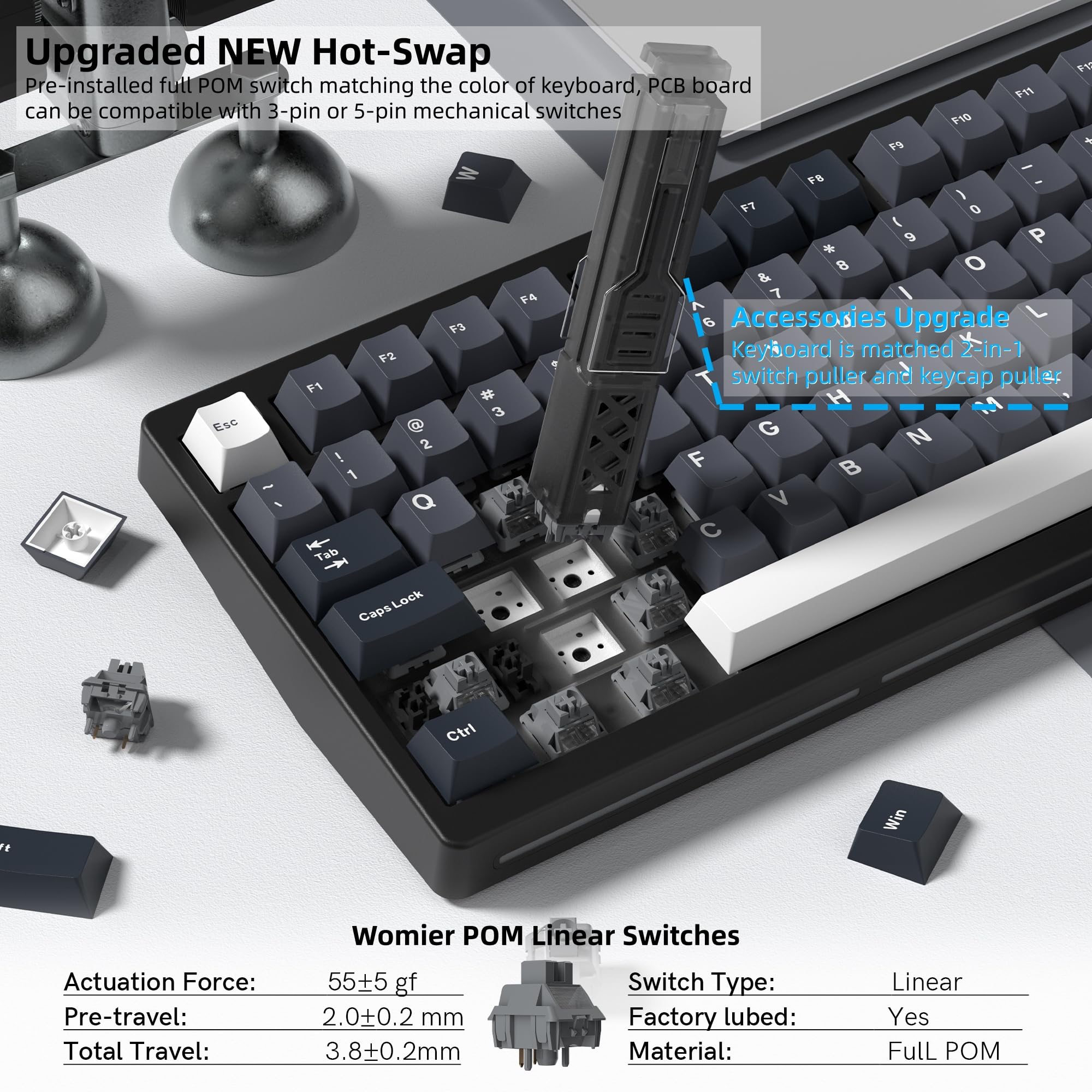 Womier MT75 Wireless Mechanica - Gaming Keyboard Thocky ulasan dan harga