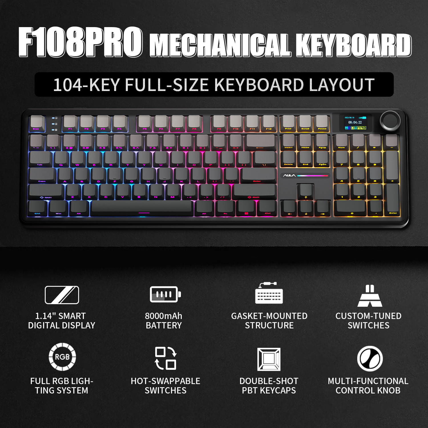 AULA F108 PRO Mechanical Keybo - Gaming Keyboard Blue ulasan dan harga